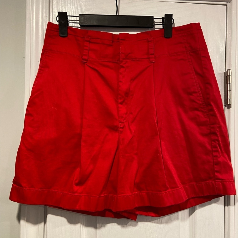Brooks Brothers Size 12 Red Tailored Pleated Front Shorts Cotton Classic Preppy